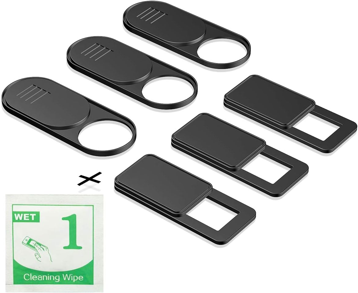 Webcam Covers (6 Pack) - Ultra Thin Web Camera Cover Slide for Laptops, Tablets, PC, MacBook, IPad, Smartphone Etc. Protect You and Your Family Privacy and Security Online, Sliding Cover (Black)