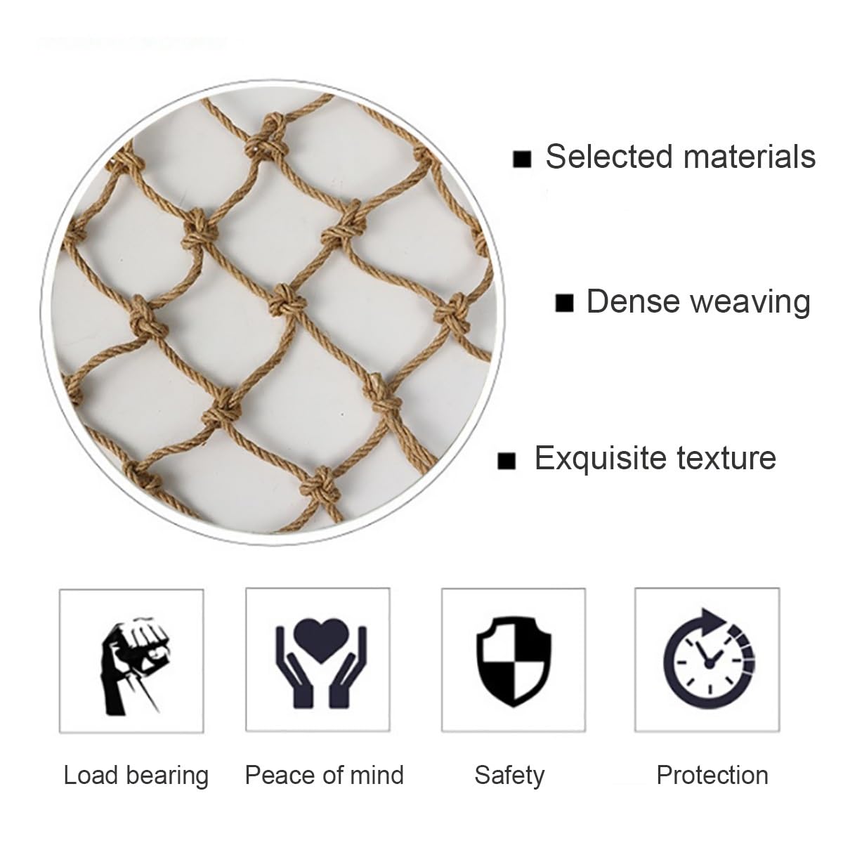 Umweltfreundliches, handgefertigtes Jute-Netz für Pflanzenunterstützung und Treppensicherheit, individuelle Größe (1 x 1 m, 12 mm), ideal für Spielbereiche im Innen- und Außenbereich, langlebige und