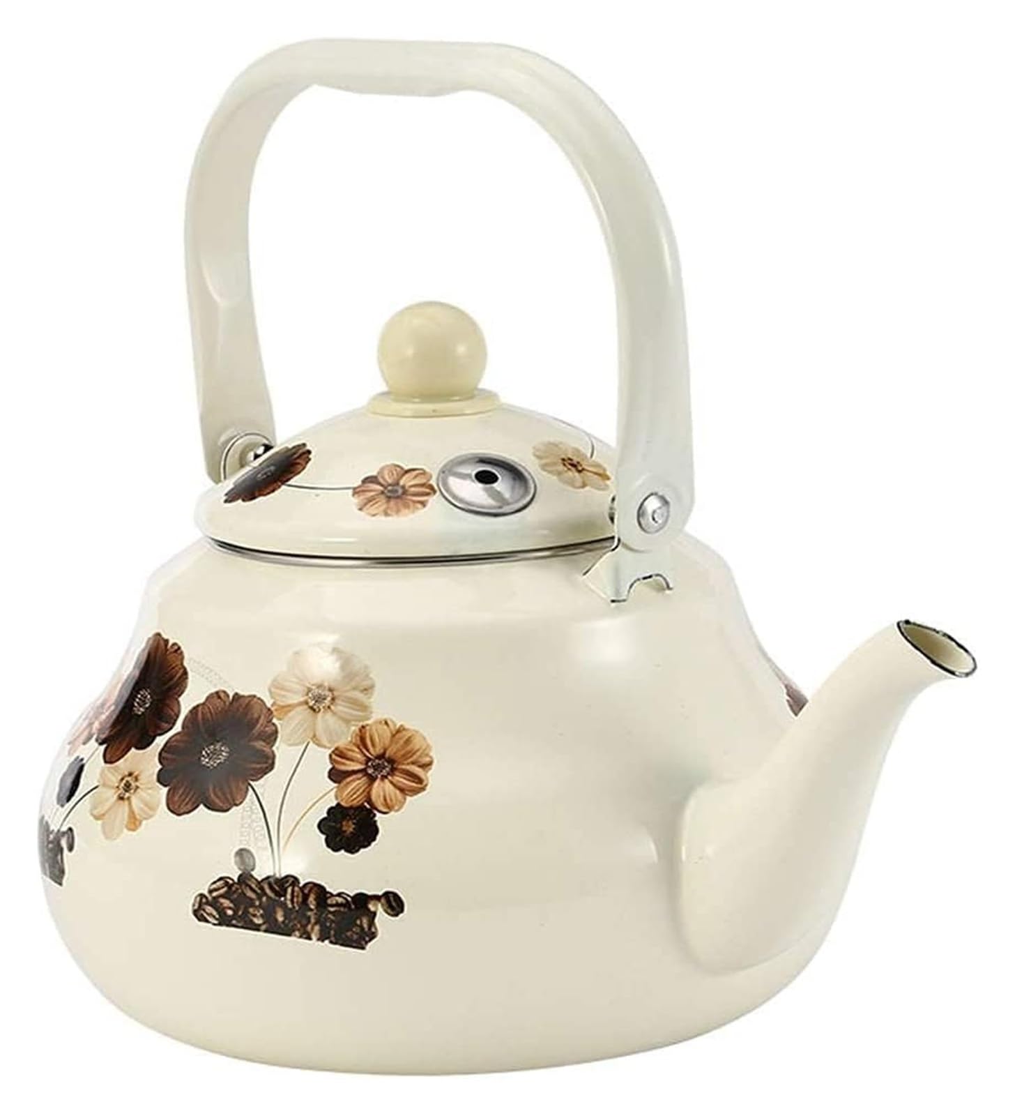 Czajnik-czajnik emaliowany 1,5 l, indukcyjny, lekki, wrzący dzbanek do herbaty, wylewka tradycyjna/retro do kuchenki gazowej z płytą grzejną lub kuchenką