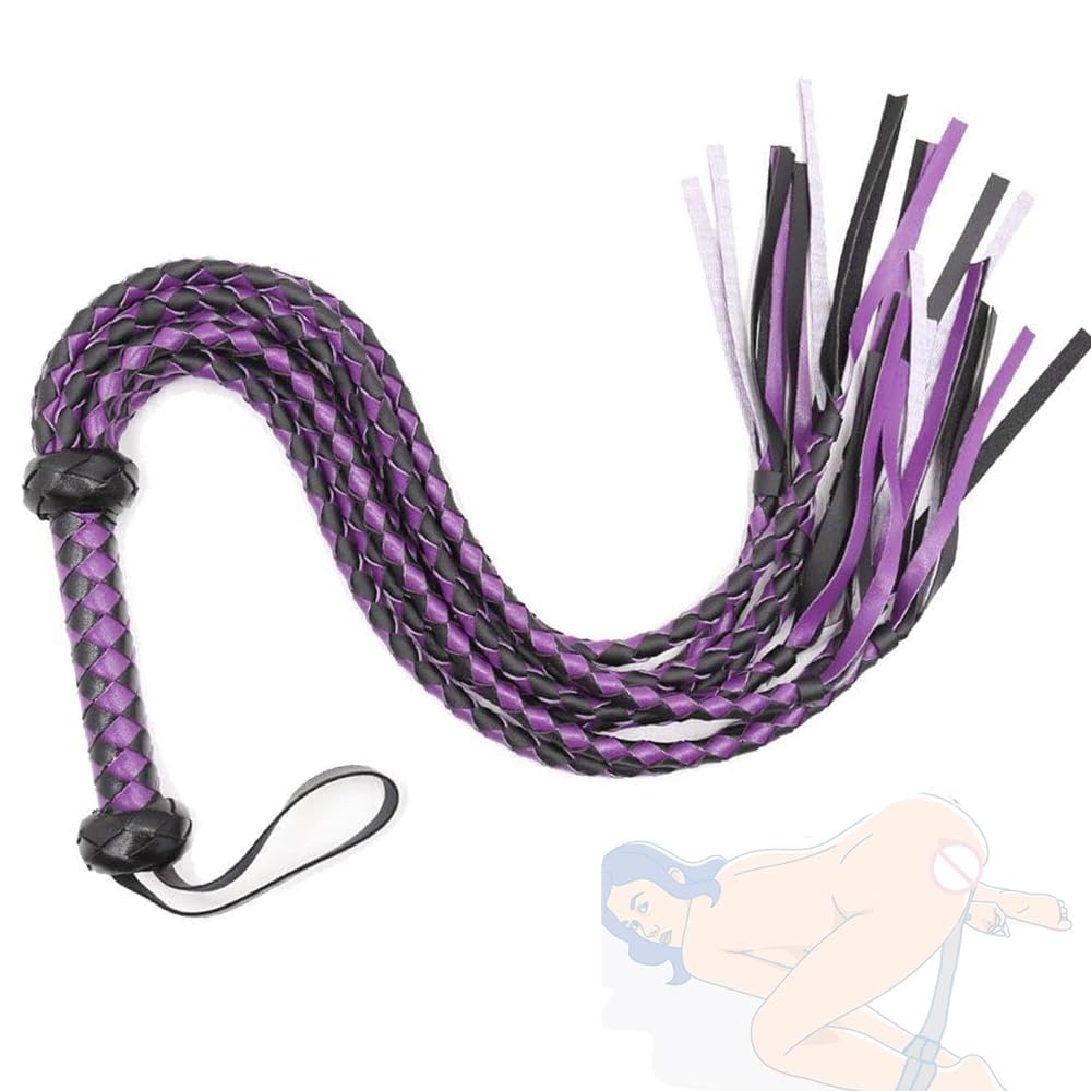 Frusta con pompon viola, frusta da allenamento viola sexy, frusta per prestazioni equestre