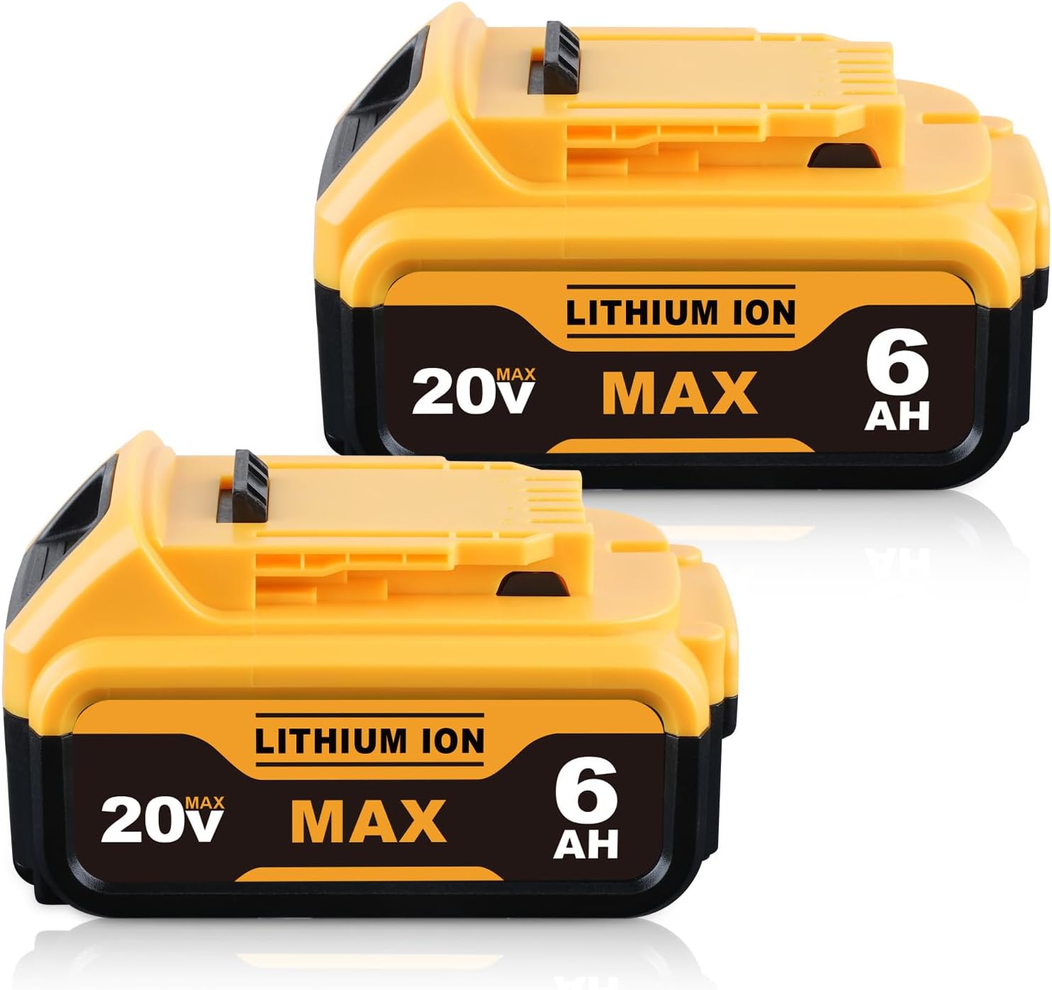 DCB200 6.0Ah Replacment for DeWalt 20V Max Battery DCB201/206/207, Compatible with Dewalt 20V Cordless Power Tools, 2Pack Lithium-ion