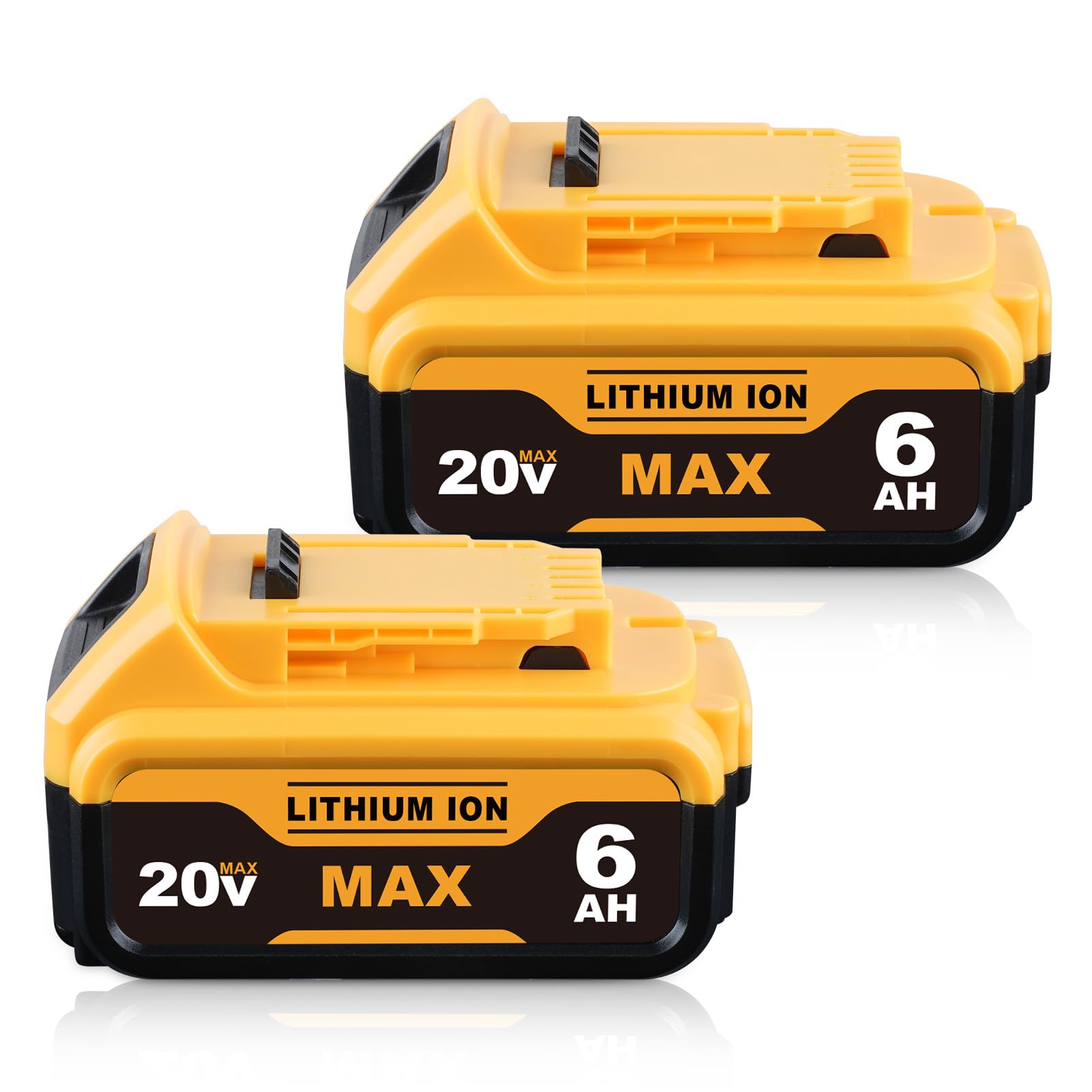 2Pack DCB200 20V 6000mAh Replacment for DeWalt 20V Battery Compatible with DeWalt Battery Lithium-ion DCB200 DCB201 DCB206 DCB207 Replacment for 20V Cordless Power Tools