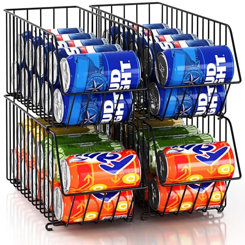 Soda Can Organizer Stackable 4 Tier Can Organizer for Pantry Drink Organizer for Pantry Can Storage Organizer Pantry Can Dispenser for Pantry Can Holders for Pantry(L 15.35in X W 5.78in X H 25.59in)