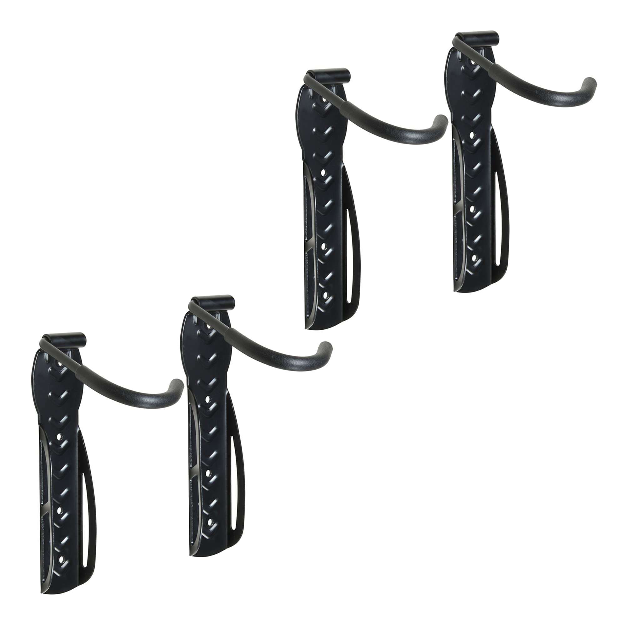 Vonhaus Bike Wall Mounts - Bike Wall Rack, 4-Pack For Garage And Shed - Steel Coated Bicycle Storage Hooks - Vertical Bike Rack With Durable Plastic Clips - Premium Quality Bike Wall Mount