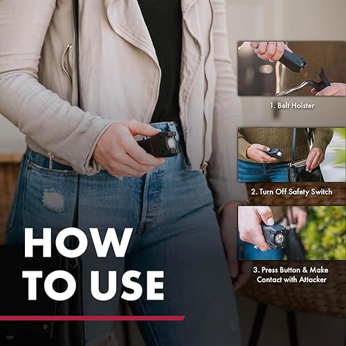 Miniatura 4 de SABRE Arma paralizante y linterna 2 en 1 con funda para cinturón, emite una potente carga de 1.60 microcoulombios (µC) que provoca dolor, linterna