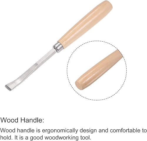 Miniatura 4 de uxcell Cuchillo de cinceles de madera, 0.394in chapado en cromo 45 # acero al carbono curvado, punta recta, herramienta para tallar, carpintería,