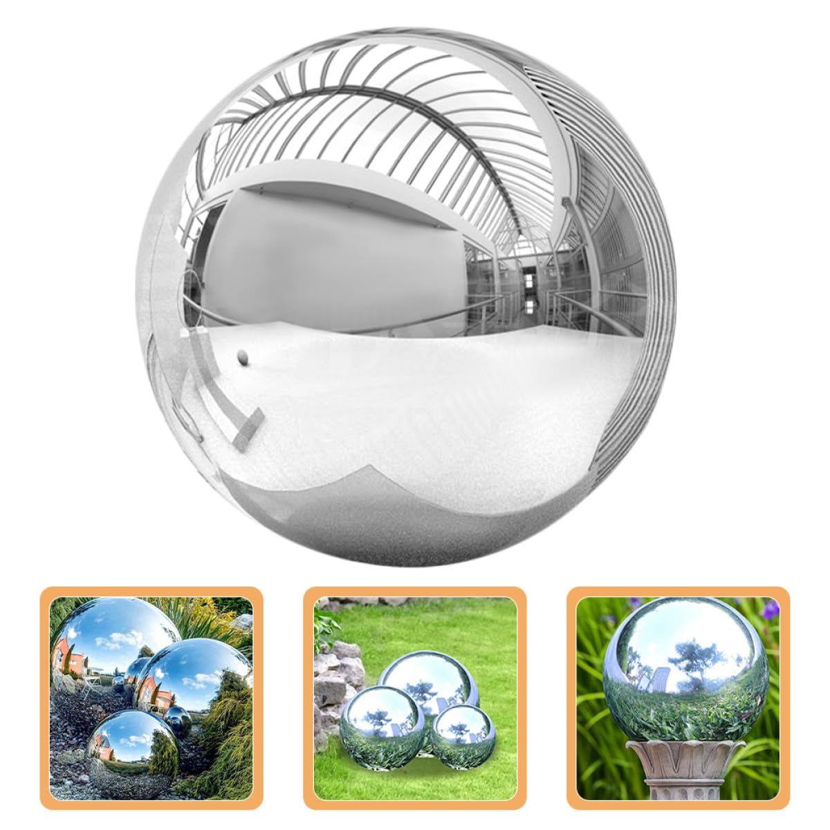 Boule Miroir Réfléchissante en Acier Inoxydable pour Décoration de Jardin Extérieur, Sphère Argentée Résistante et Brillante pour Pelouse et Photographie