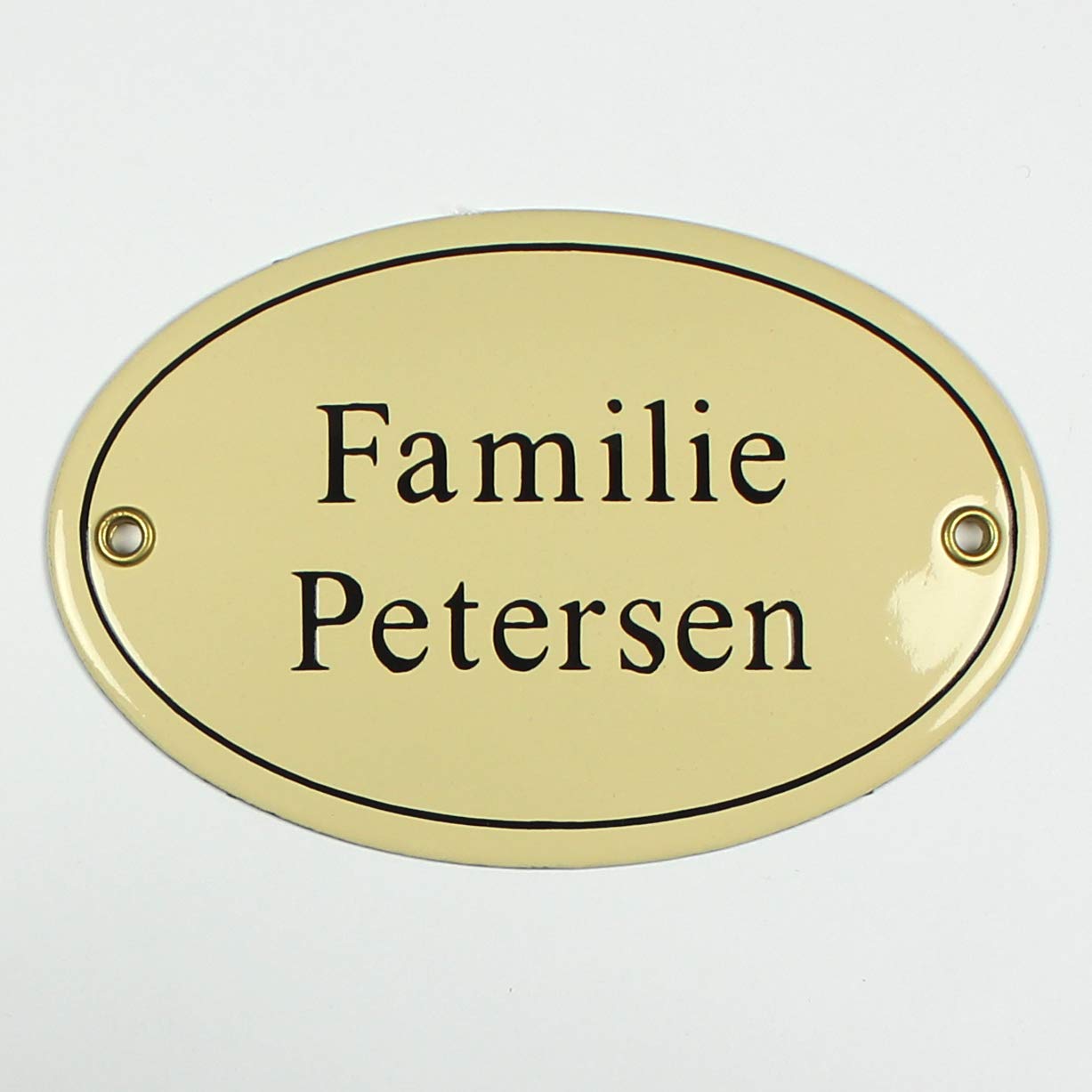 Wetterfestes Emaille Türschild oval mit Wunschtext 15x10 cm