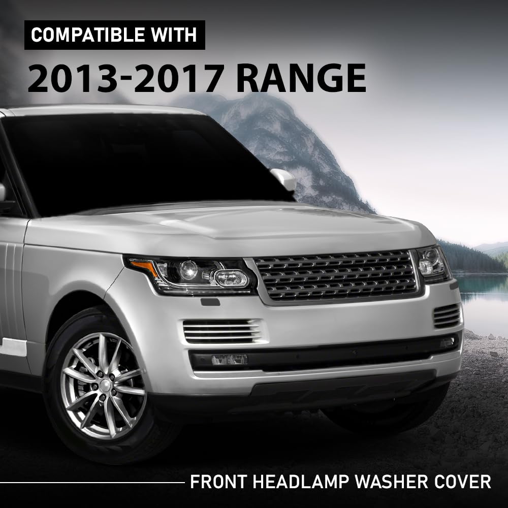 G-PLUS Front Headlight Washer Cover Powerwash Cap Cover Compatible with Range Rover 2013-2017 2Pcs