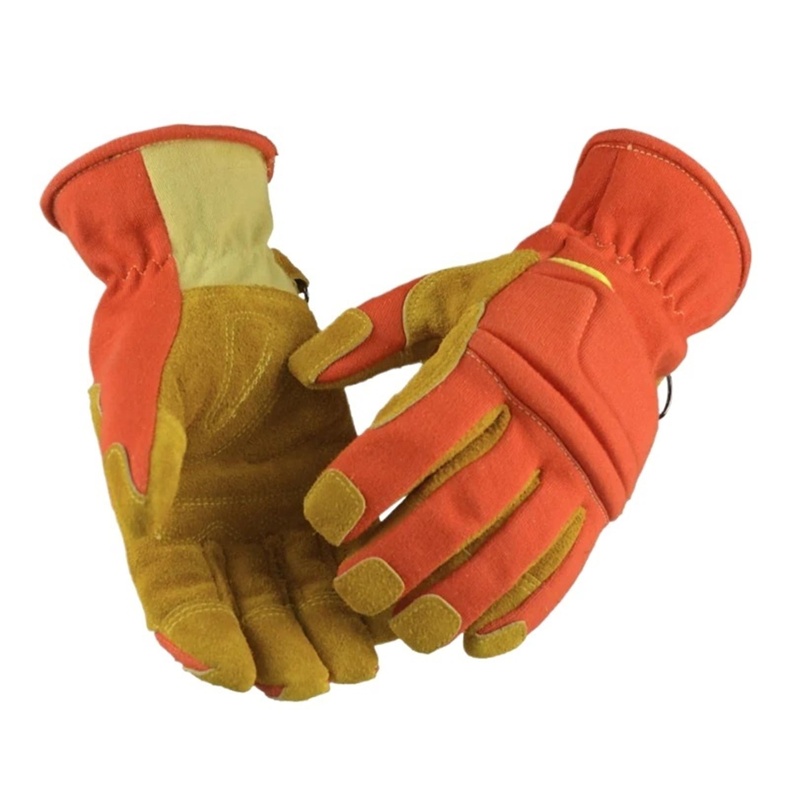 Genérico 1 par/2 unidades de guantes de trabajo de piel de vacuno y tejido de aramida: ignífugos, anticorte, resistentes al fuego y aislantes térmicos for rescate de emergencia.(L)