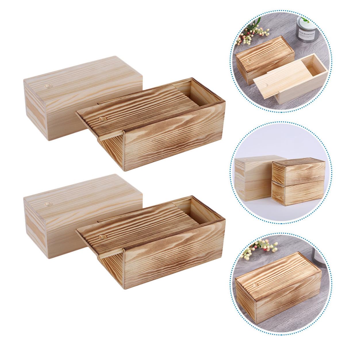 ibasenice 4 Piezas Joyero de Madera Pequeño para Relojes y Collares, Gran