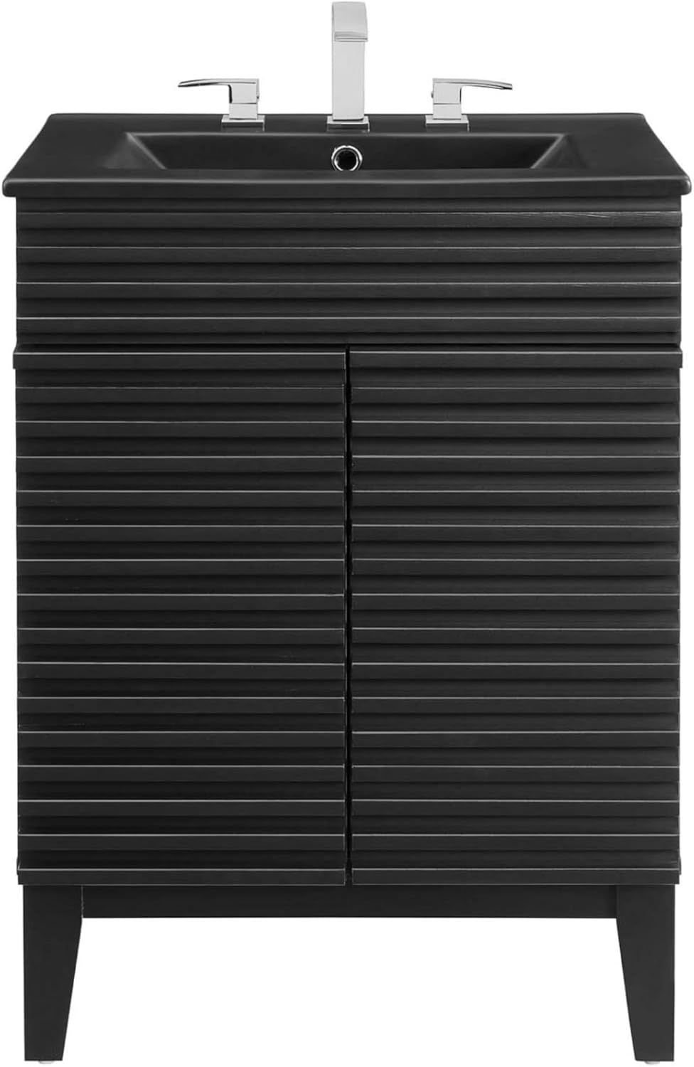 Ergode Render 24 Bathroom Vanity-Mid-Century Modern Style, Adjustable Storage Shelf, Soft-Close Doors, Integrated Countertop