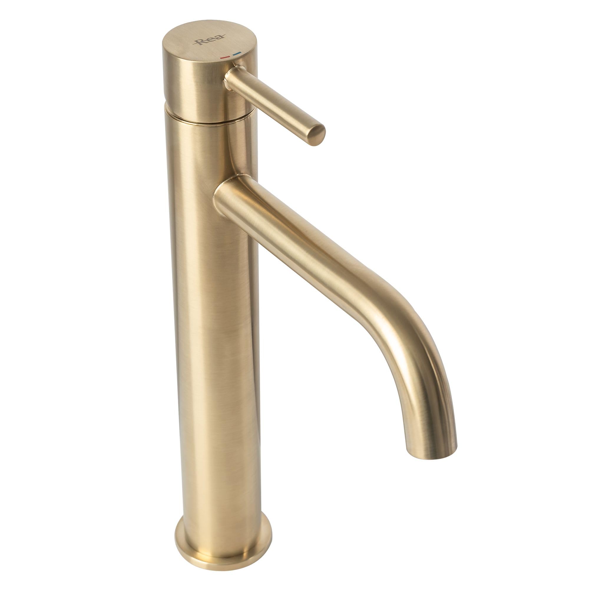 REA Grifo de baño Mezclador de Lavabo Grifo Monomando para baño Altura 28 cm Grifo de Acero Inoxidable Dorado Mate