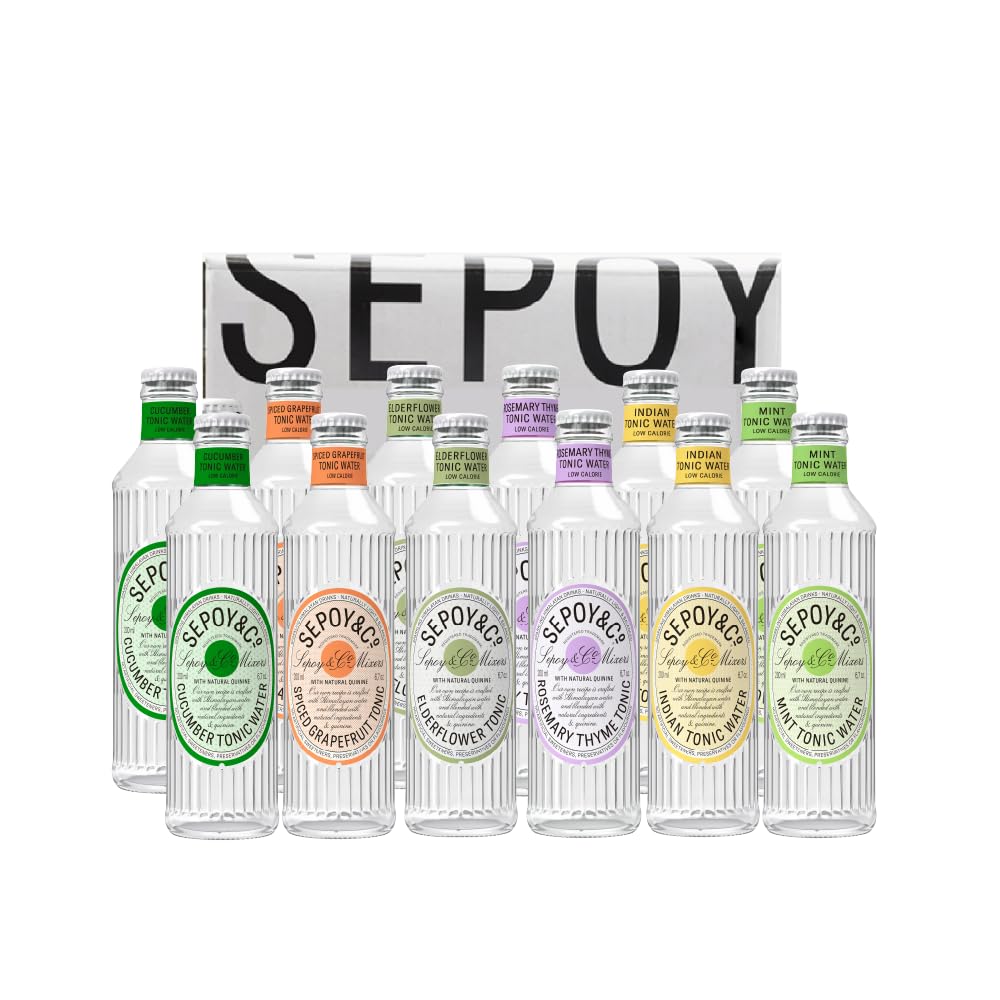 SEPOY & CO. Tonic & Ginger Indian Mint Grapefruit Elderflower Hibiscus Ginger Ale Tasting Box (Pack Of 12 X 200Ml)|Low Calorie|100% Natural Ingredients|Flavoured & Aerated Drink-image-35