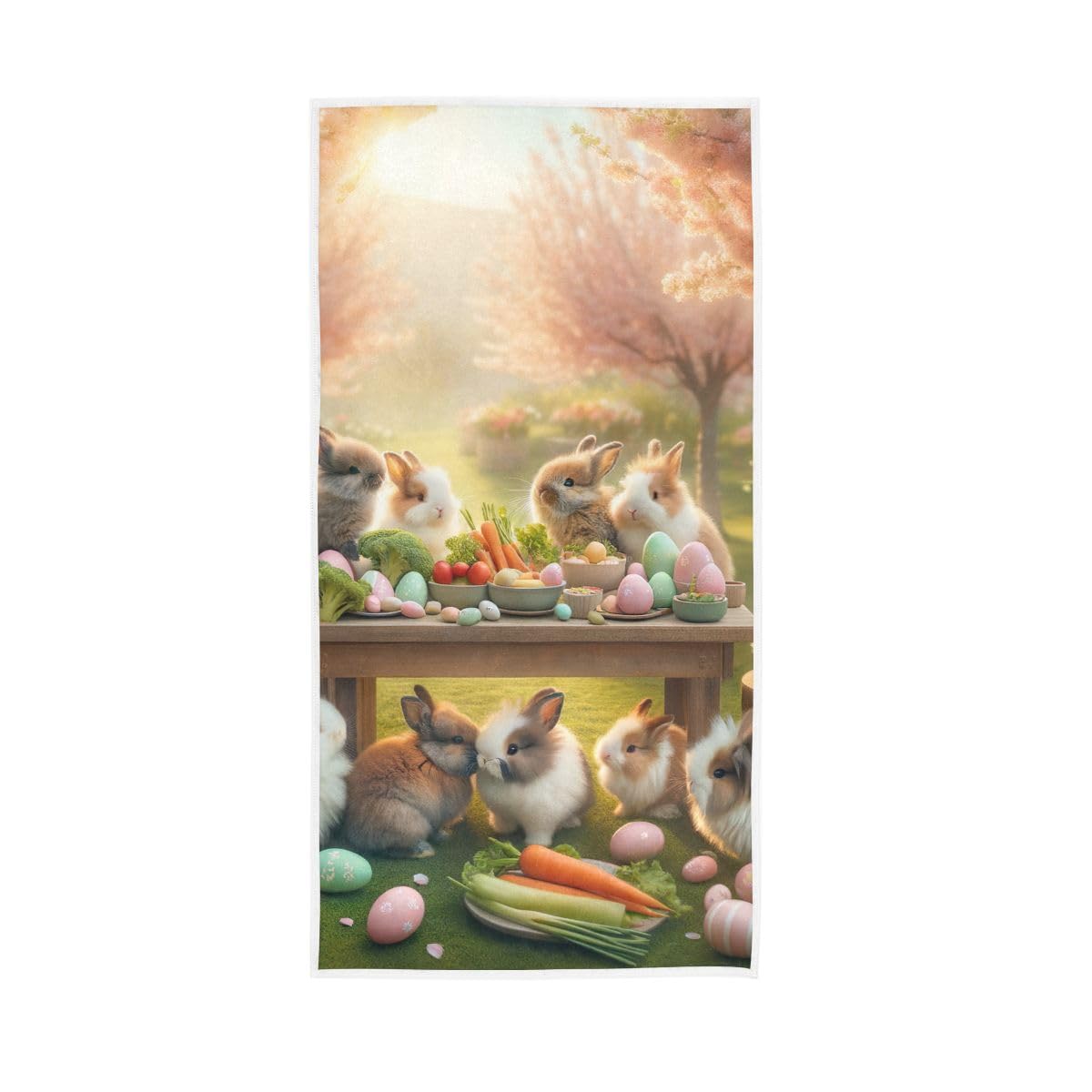 LSRCPD Cute Bunnies Easter Party Hand Towels, Decorative Hand Towels for Bathroom 15 x 30 Inches