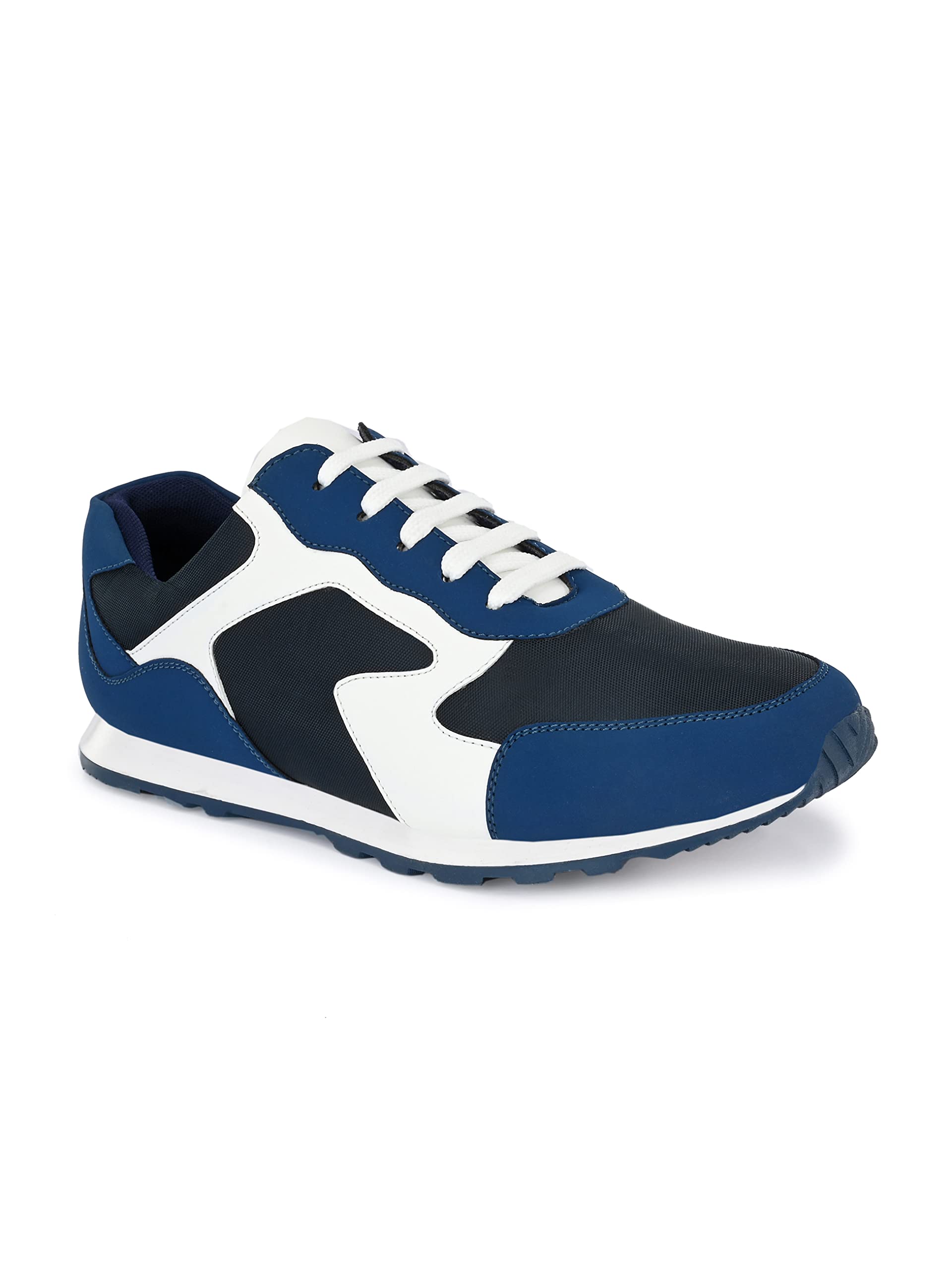 San Frissco Mens Sneakers Streetwear Casual Lace Up Stylish Shoes Slip Resistance with TPR Sole/Chunky Colourblocked Trending and Comfortable/Running, Walking 6 (Blue-White) (B0D7993N15) Amazon Price History, Amazon Price Tracker