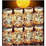 Cooo Garden Decor Solar Lantern 8 Pack 30LED Mason Jar Lights Solar Powered,Waterproof Hanging Outdoor Yard Backyard Garden Balcony Patio Lawn Pool Decor,8 Hangers & Handmade Jars included-Warm White