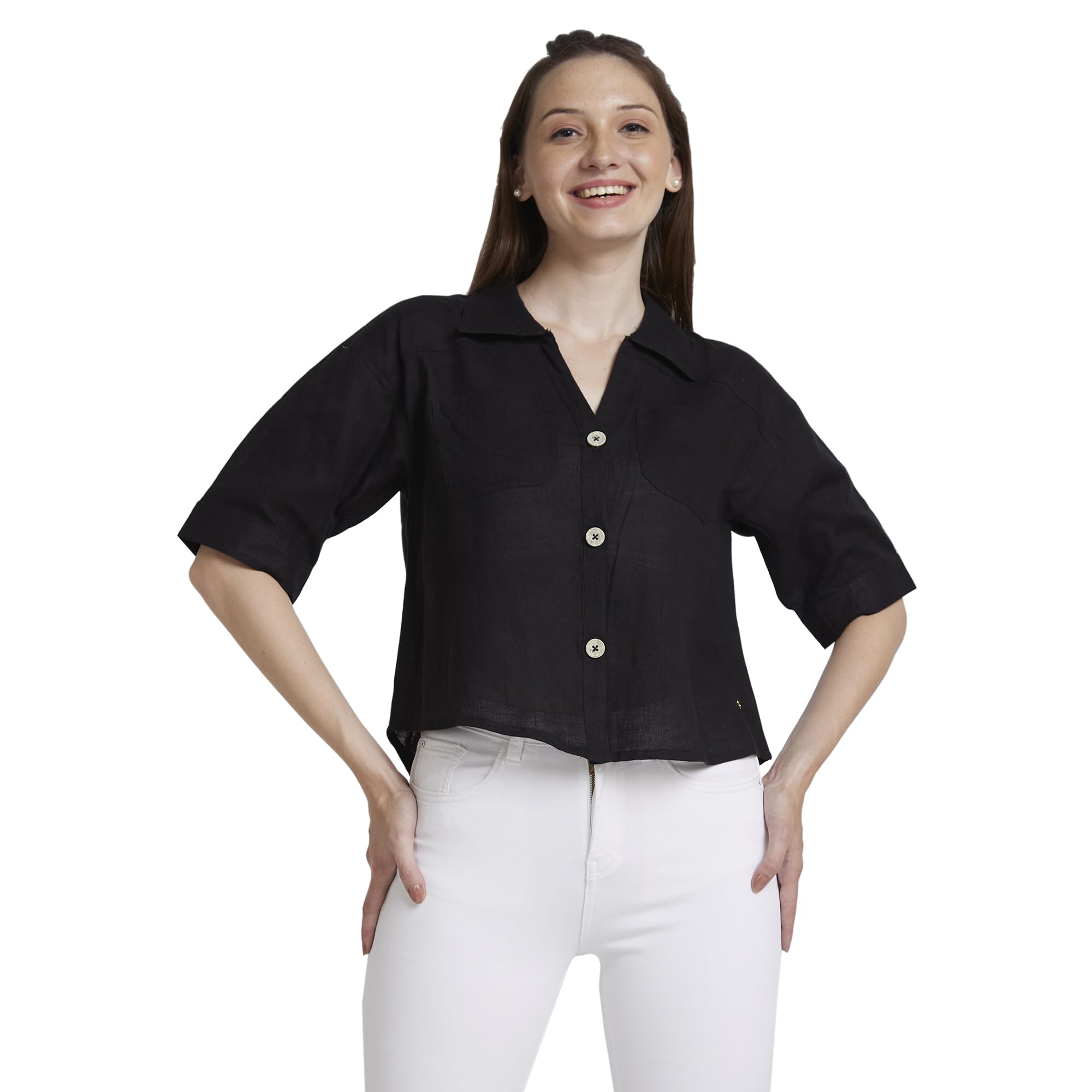 Spykar Women's Solid Slim Fit Shirt in neutral