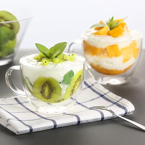 Miniatura 9 de ecooe Juego de 2 tazas de café de doble pared de 4 onzas, tazas de café con leche de 12 onzas, tazas de café de vidrio transparente con asa, taza de
