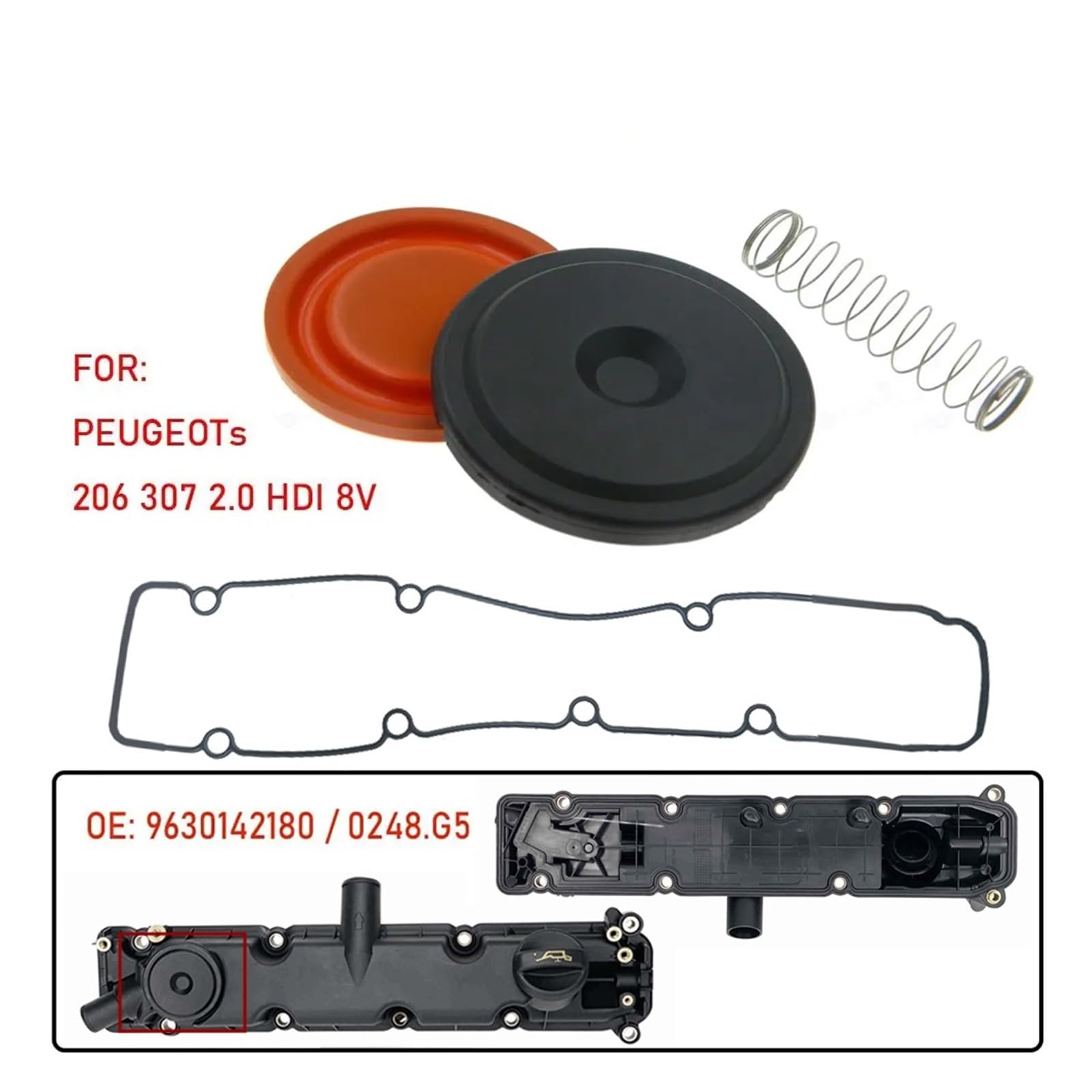 Kit Di Riparazione Del Coperchio Della Valvola PCV Adatto For Peugeot 206 307 406 HDI Citroen Berlingo Alfa Romeo Fiat Coperchio valvola di prevenzione perdite d'olio(2 Set)