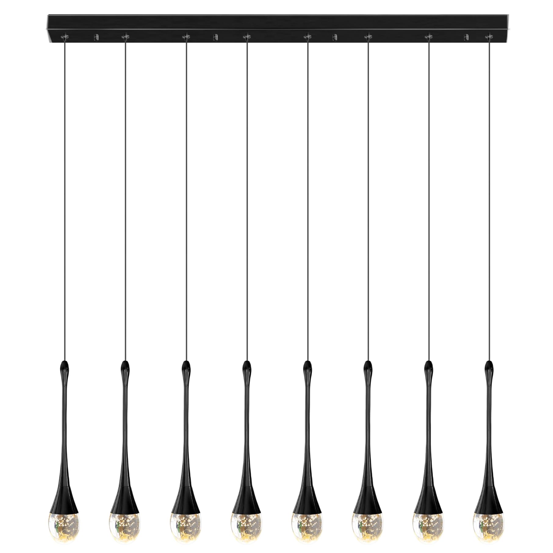 FYZDLAOR 8-Light Linear Crystal Chandeliers LED 3CCT Dimmable Raindrop Pendant Lights Flush Mount Chandelier Fixtures for Dining Room Kitchen Counter Ceiling Lighting