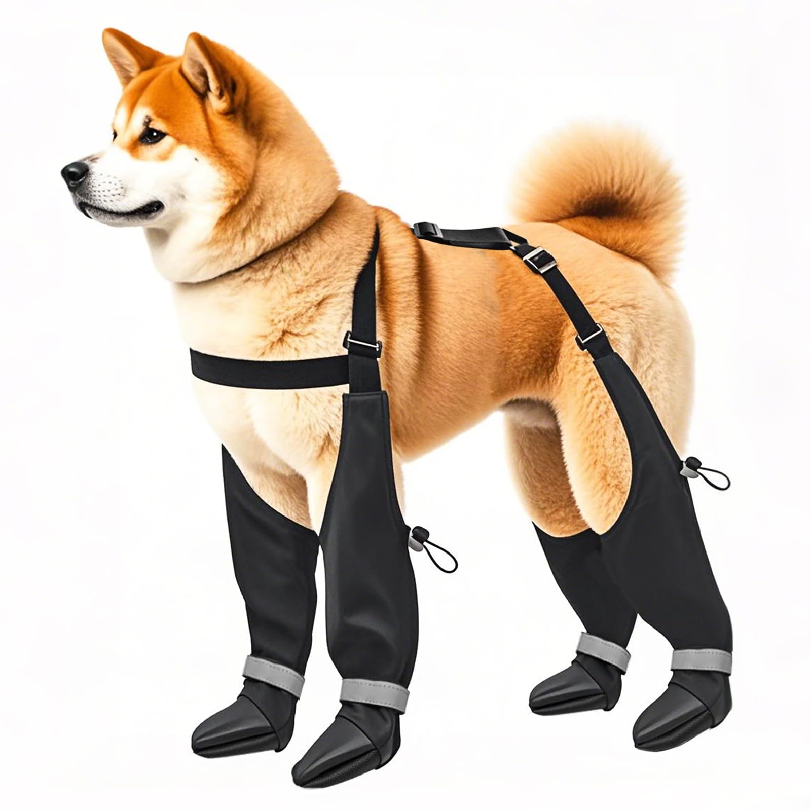 Photo 1 of YAQUHO Suspender Dog Boots for Large Dogs, Tall Waterproof Dog Rain Booties, Anti-Slip Snow Dog Shoes Leggings, Adjustable Paws Protector for Outdoor Dogs Walking Hiking (L)