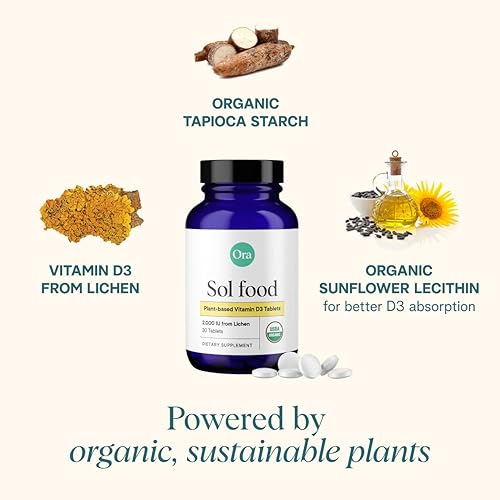 Miniatura 3 de Ora Organic Vitamina D3 2000UI  Vitamina D vegana de liquen para la salud ósea, apoyo inmunológico y estado de ánimo, absorción máxima  Suministro