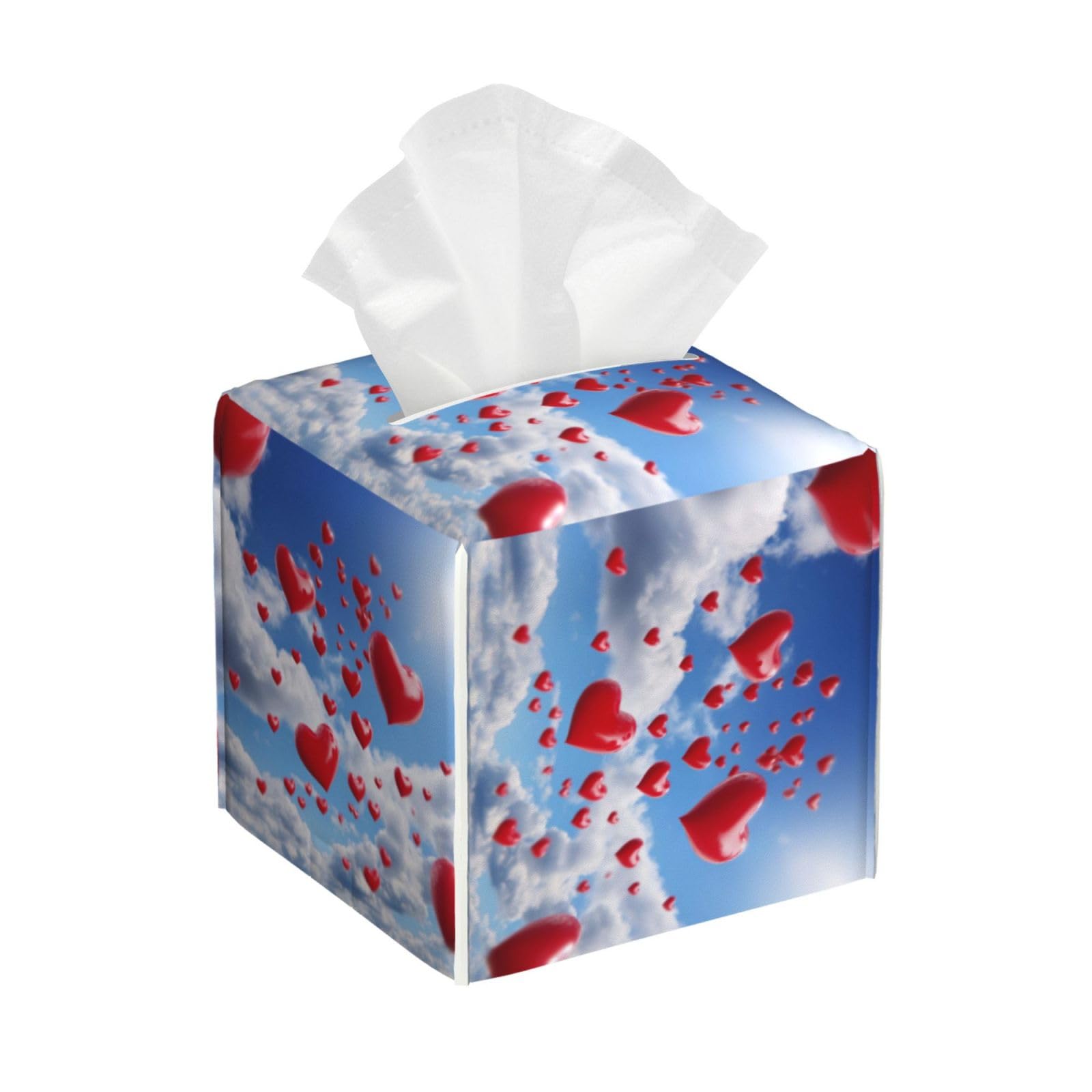 Hearts in the Sky Tissue Box Cover Square Cube Boxes