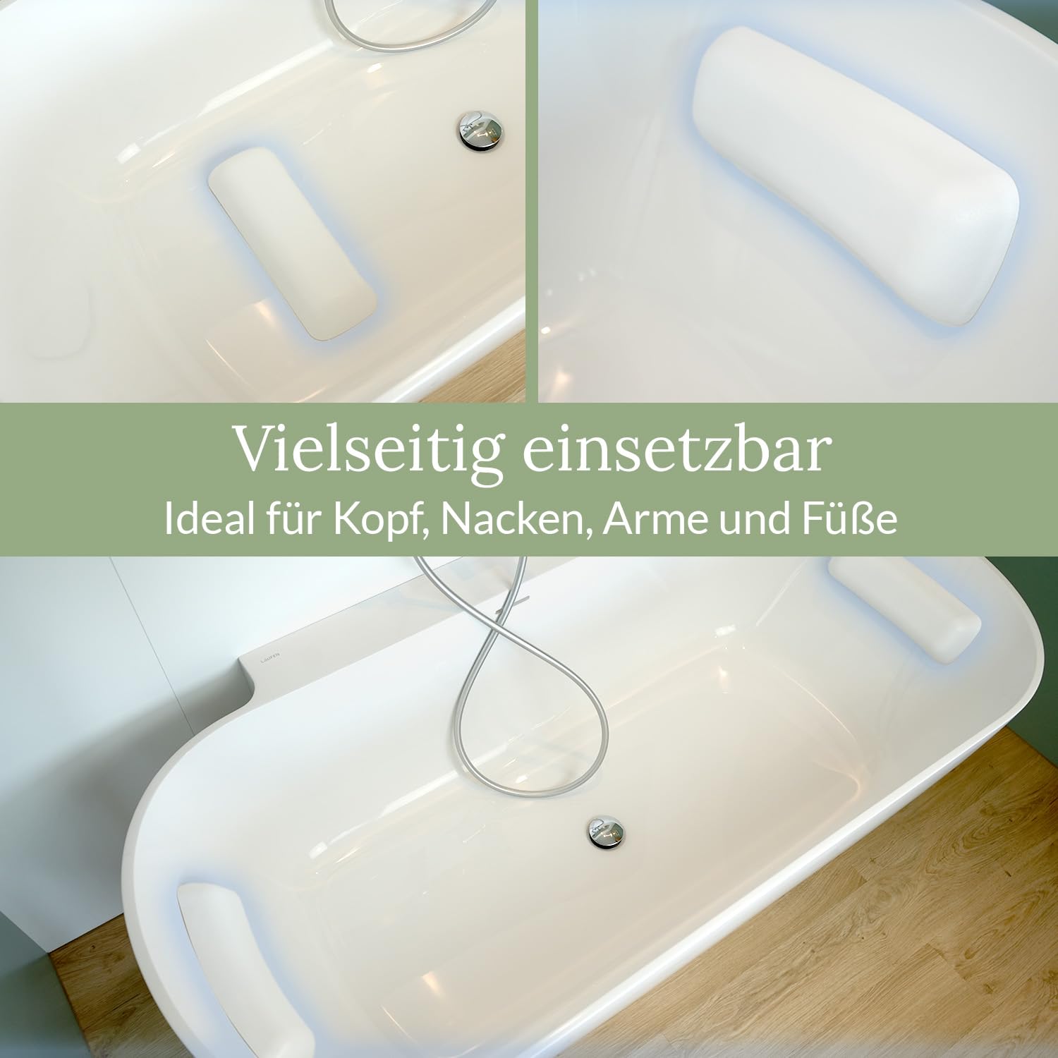 Wannenkissen für Badewanne 2er Pack – Ergonomisches Nackenkissen mit starkem Halt für Nacken & Rücken – Hygienisch & Pflegeleicht – Flexibel platzierbar – Ideal für Whirlpool & Entspannung