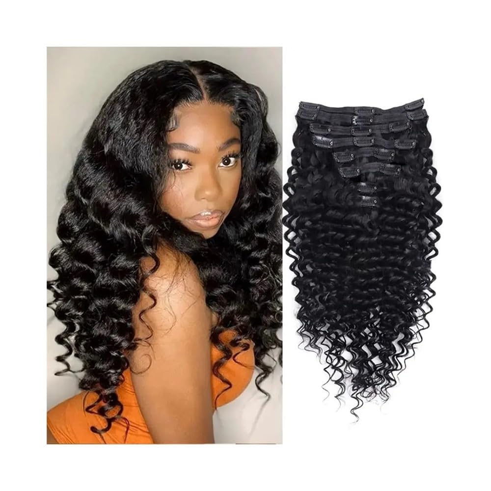 Miękkie dopinki Deep Wave Clip Ins, prawdziwe włosy, kręcone, grube aż do końcówek, długie (35 cm, 240 g)