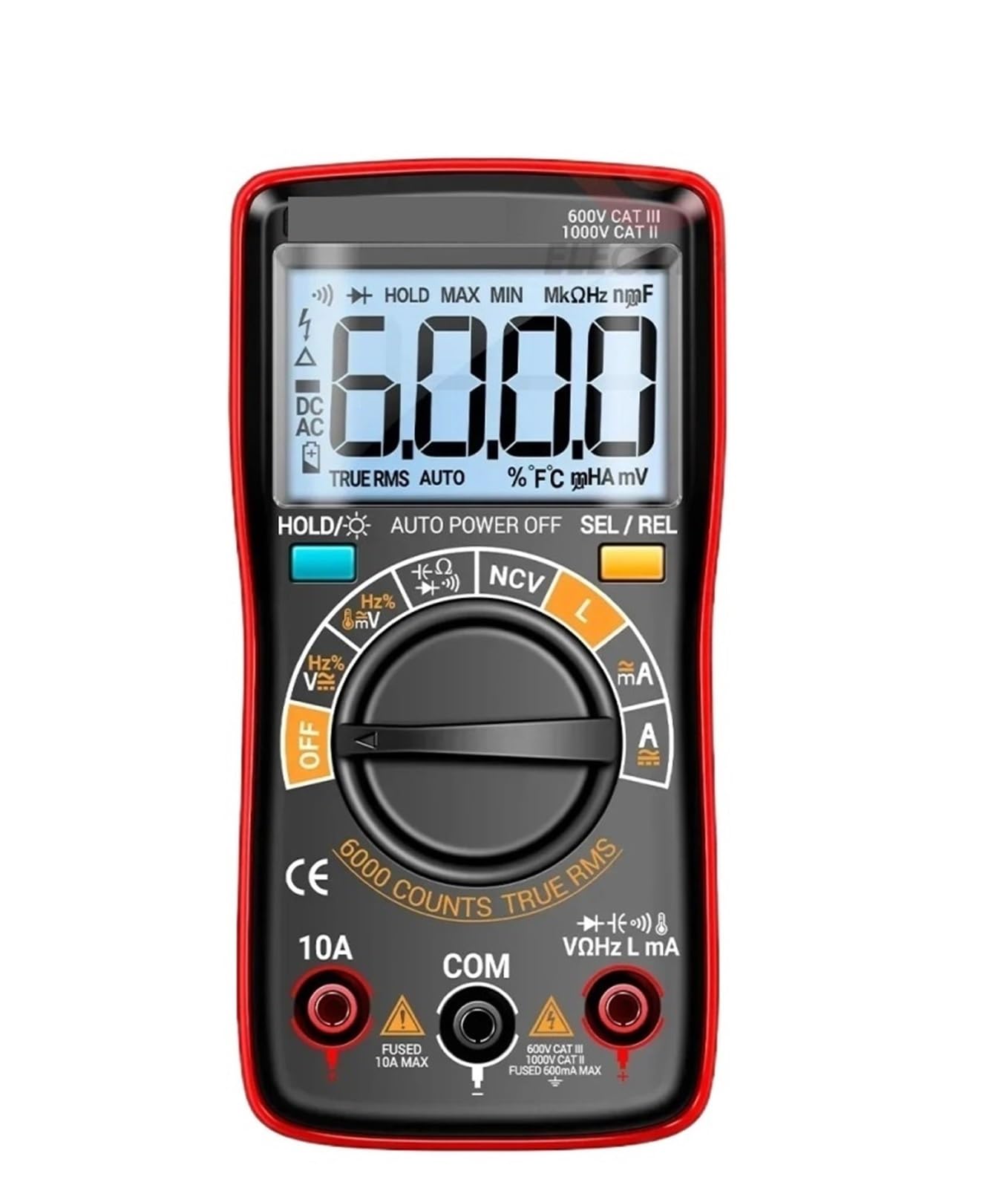 Multimetro Digitale, Multimetri digitali a induttanza, True RMS, NCV, portatili, 6000 conteggi, tester AC/DC, tensione, corrente, resistenza, Ohm.