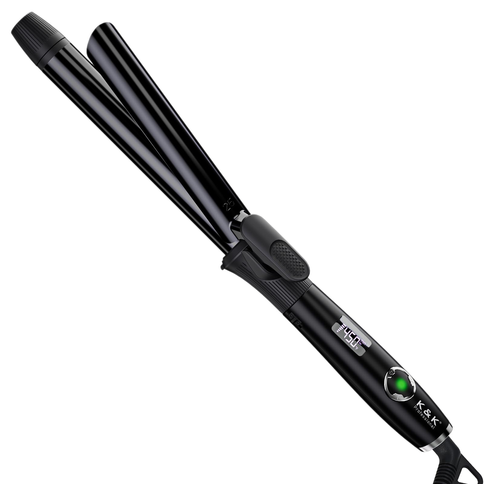 1 Inch Curling Iron with Clipped Tourmaline Ceramic Barrel Professional Hair Curler up to 450°F Dual Voltage for Traveling 60 Mins Auto Off Suit for Different Hairstyle (Black, 1 Inch)