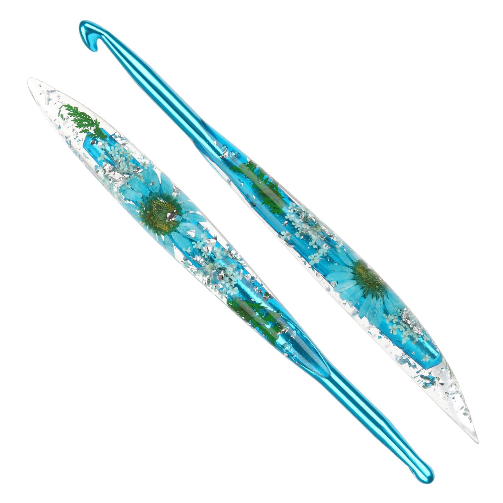 Katech 7mm Crochet Hooks with Floral Pattern-Elegant &Unique Crochet Needles-Longer Smooth Glide Crocheting Hook for Arthritic Hands, Beginners &