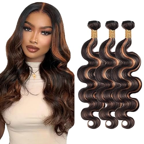 Highlight Body Wave Bundle P1B30 Bundles Human Hair 3 Bundles 24 26 28 Inch Brazilian Virgin Hair Two Tone Color 1B Mixed With Color 30 Hair Weave