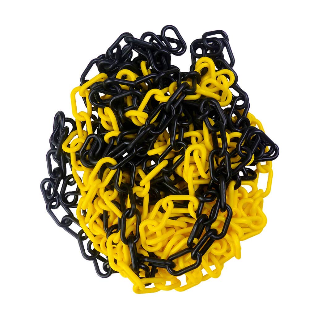 Leitkegel-Set Tag, 6 Pylonen, 10 m Kette, schwarz/gelb, 50 cm aus Kunststoff, Art.-Nr. 64055 | Leitkegel | Pylone | Markierungskegel
