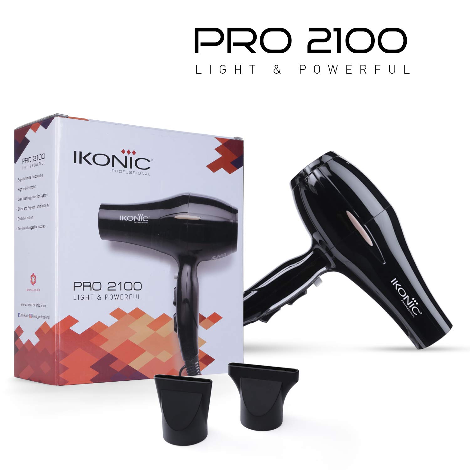 IKONIC Hair Dryer- PRO 2100-2000 Watts Black and IKONIC Black Hot Brush Hair Straightener Hair Care Combo - Image 3 thumbnail