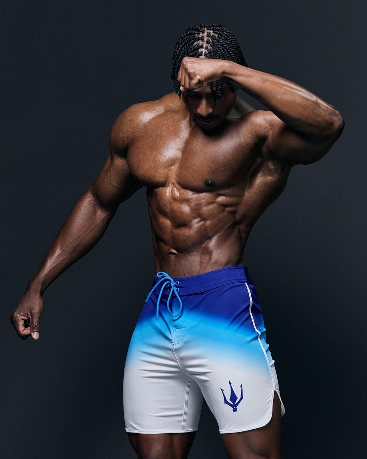 FIED IFBB Men’s Physique Board Shorts 15” Competition Posing Trunks Bodybuilding Stage Shorts Quick Dry Stretch
