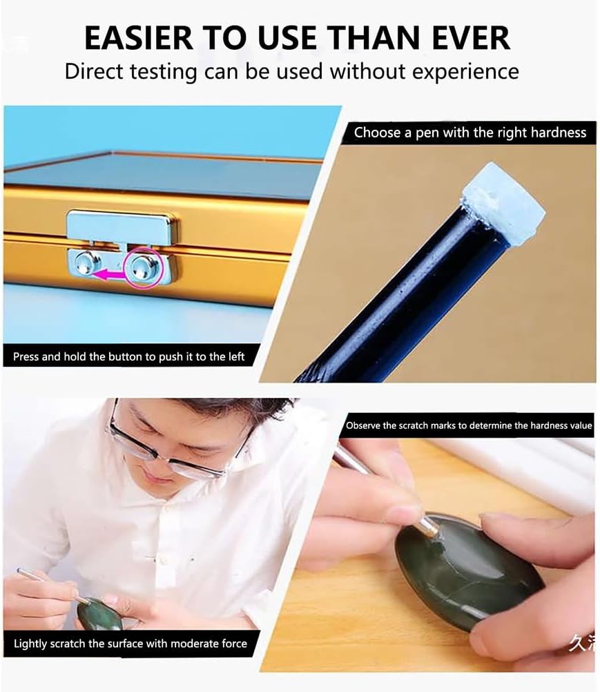 Mohs Hardness Test Kit, Mohs Hardness Picks 5-9 Scratch Tester, Portable Metal Hardness Tester Kit for Gem Jade Jewelry Rock and Mineral Testing