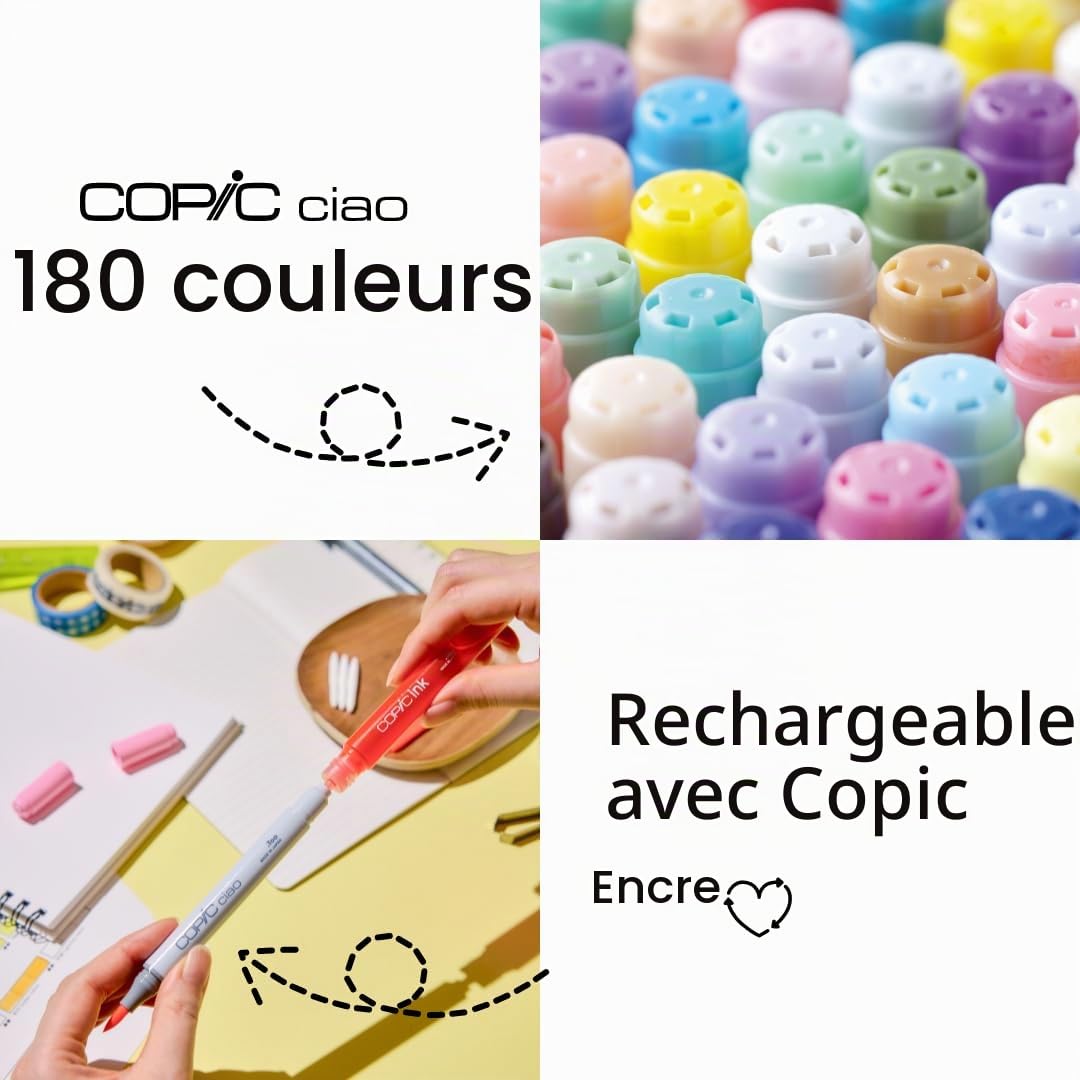 COPIC Ciao Set « Couleurs Portrait », Set de 12 pièces dans un Wallet, Twin Marker avec une pointe moyenne et une pointe Brush