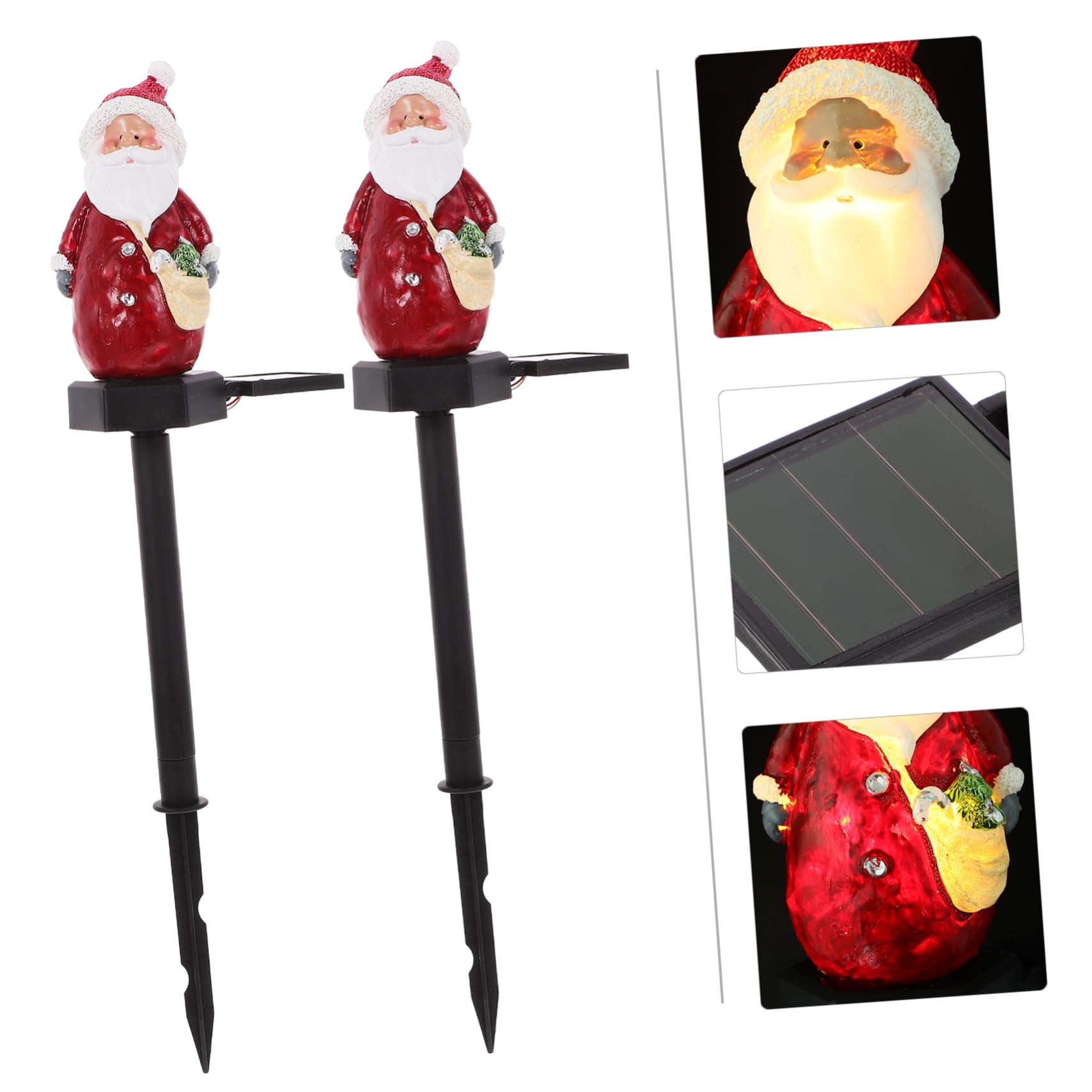 POPETPOP 2stücke Solar Gartenlampe Mit Weihnachtsmann-design Langlebige Außenleuchte Für Festliche Gartenbeleuchtung Weihnachtsdeko Für Außenbereich