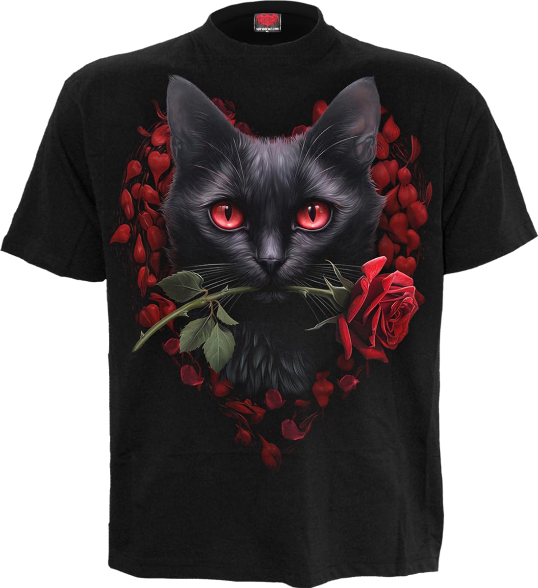 Spiral - Cat's Love - Front Print T-Shirt Black - L