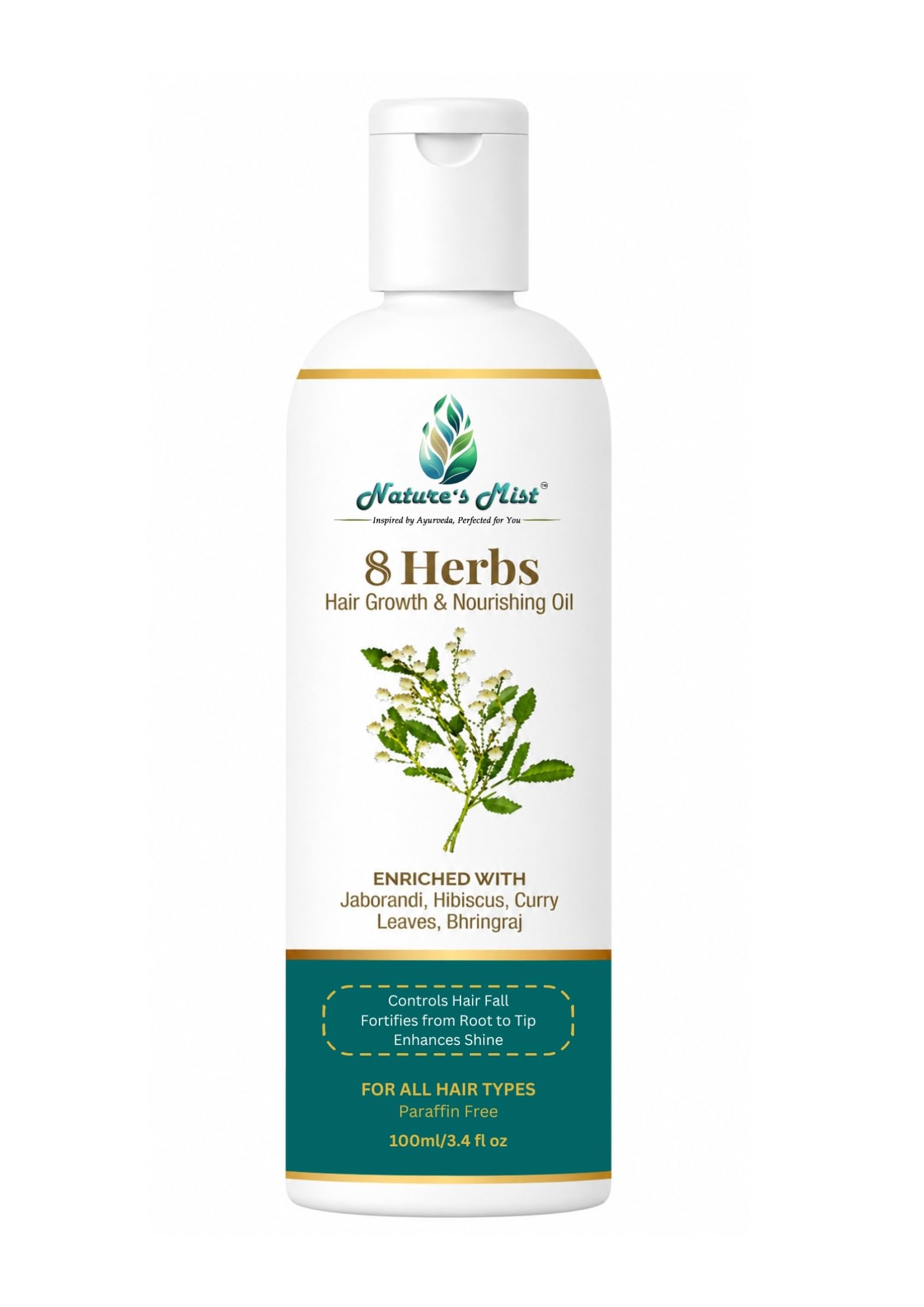 8 Herbs Hair Growth & Nourishing Oil 100ml, Pack of 1 |Coconut Oil-Based Herbal Formula, Deeply Nourishes | Supports Natural Growth & Improve Hair Texture | with Bhringraj, Brahmi, Amla-image-35