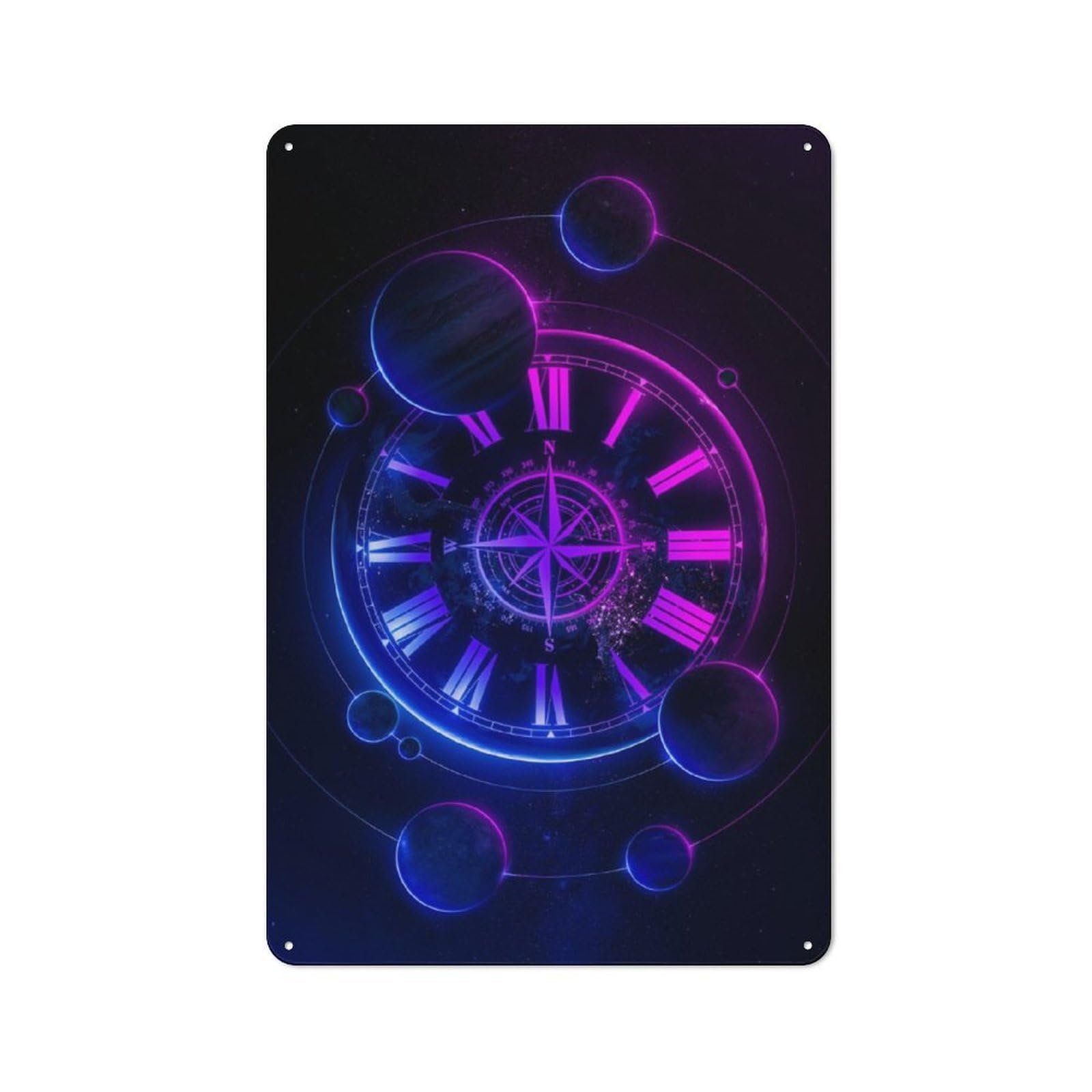 Junmoney Space Compass Vintage Tin Sign 30X20cm Featuring For Workshop Wall, Gift For Metal Sign Collectors During The Christmas Season