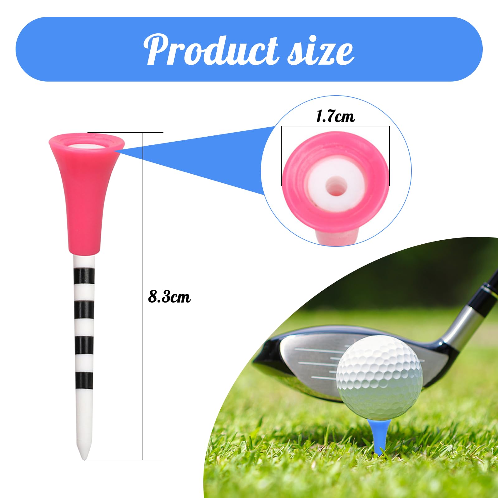 50 Pezzi Tee da Golf in Plastica,Tee da Golf Colorati di Colori Vivaci con Parte Superiore in Gomma Ammortizzata Ideali per Golfistas,Tee e Allenamento - 83 mm