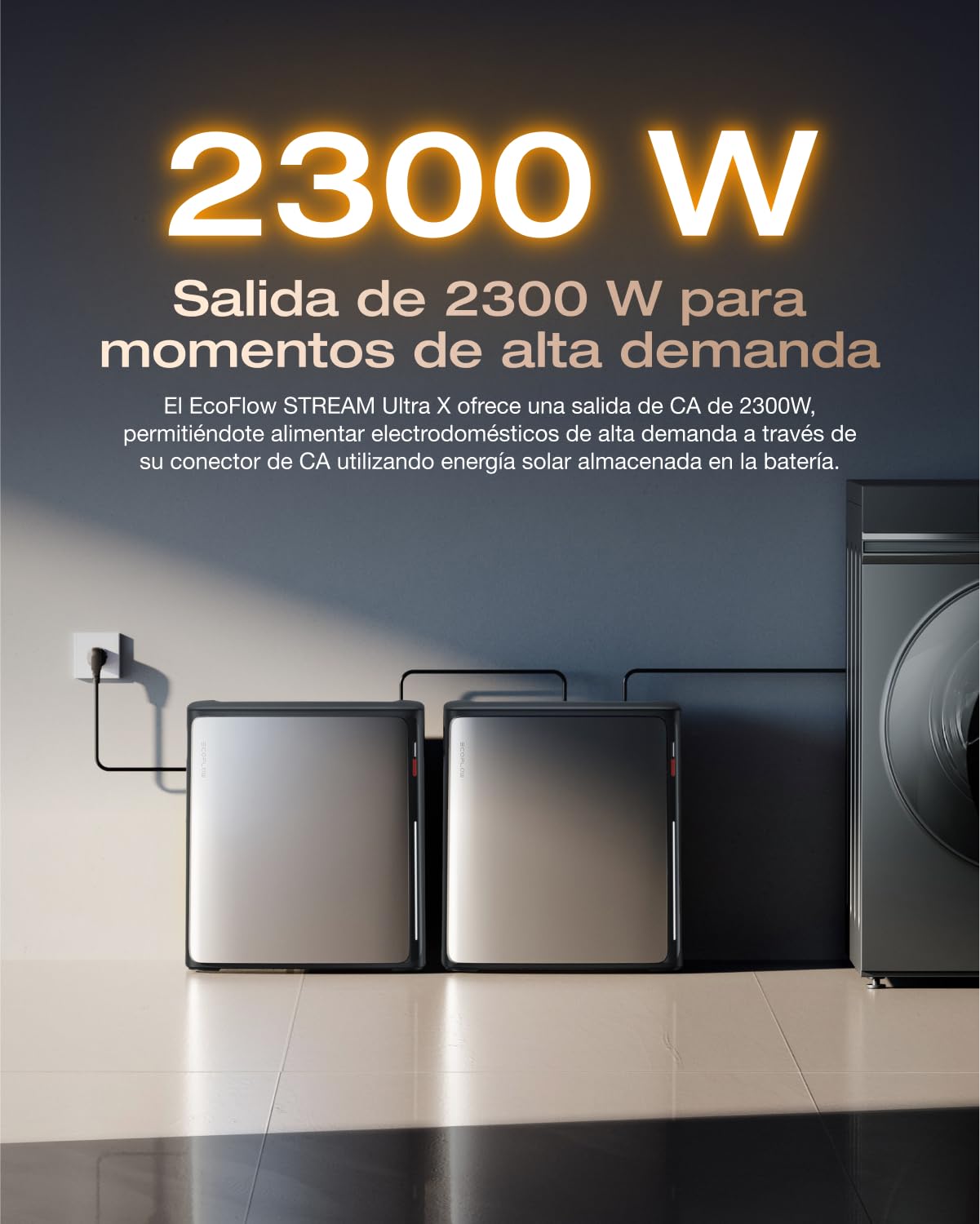 EF EcoFlow STREAM Ultra X batería de 3,84 kWh para kit solar, entrada solar de 2800 W (4 MPPT), dos puertos de CA de 2300 W, batería LFP de 6000 ciclos, control inteligente con IA, plug-and-play