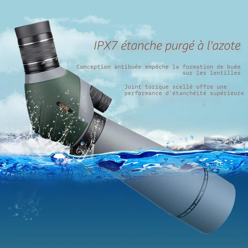 Gosky Ed Longue-Vue 20-60x 80 mm avec Adaptateur pour Smartphone, Longues-Vues à très Faible Dispersion, pour L'observation des Oiseaux, Le tir à la Cible, Les paysages fauniques