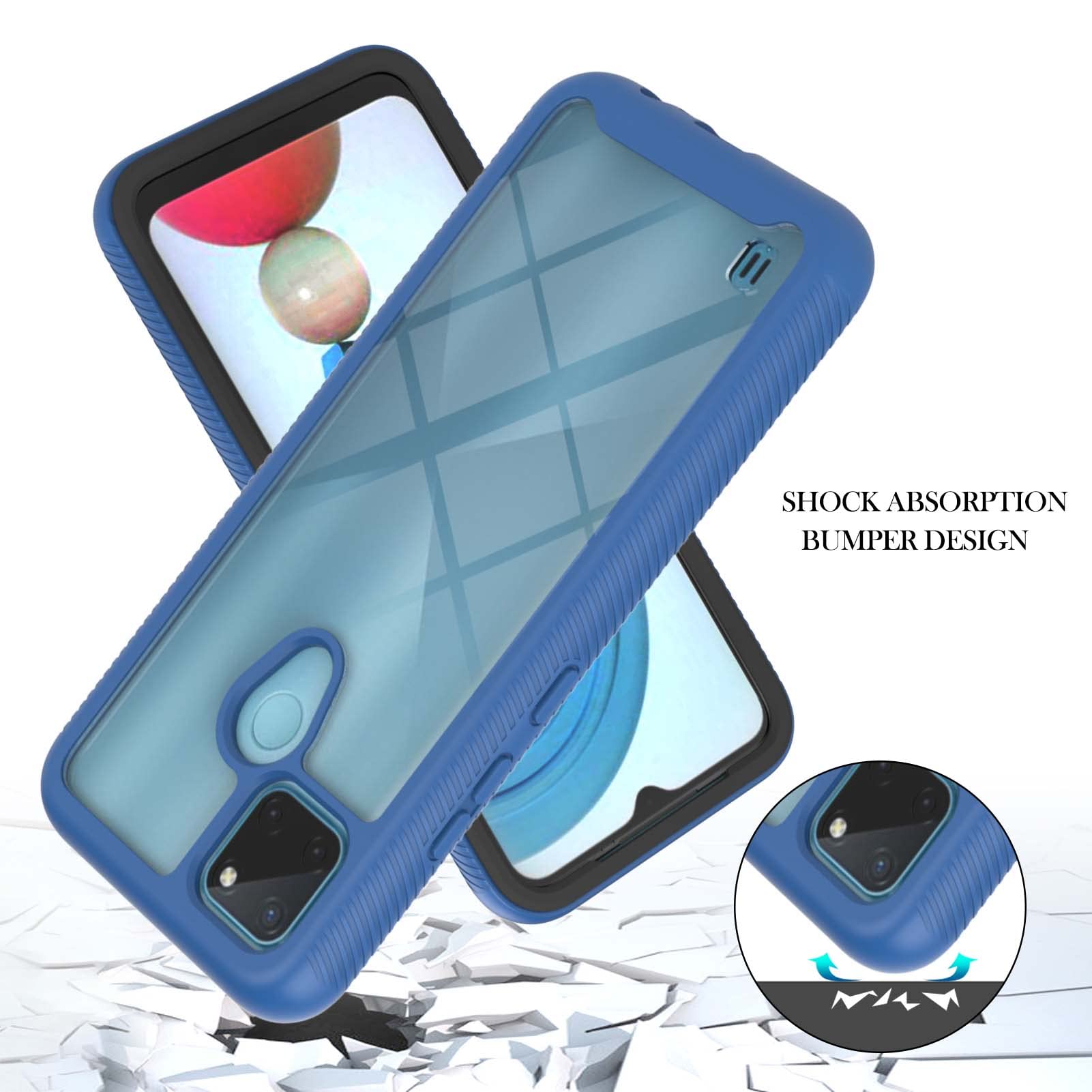 Cover Realme C21Y / C25Y Trasparente Con Bumper Rigido TPU + PC - Protezione Antiurto 360° - Blu - 2