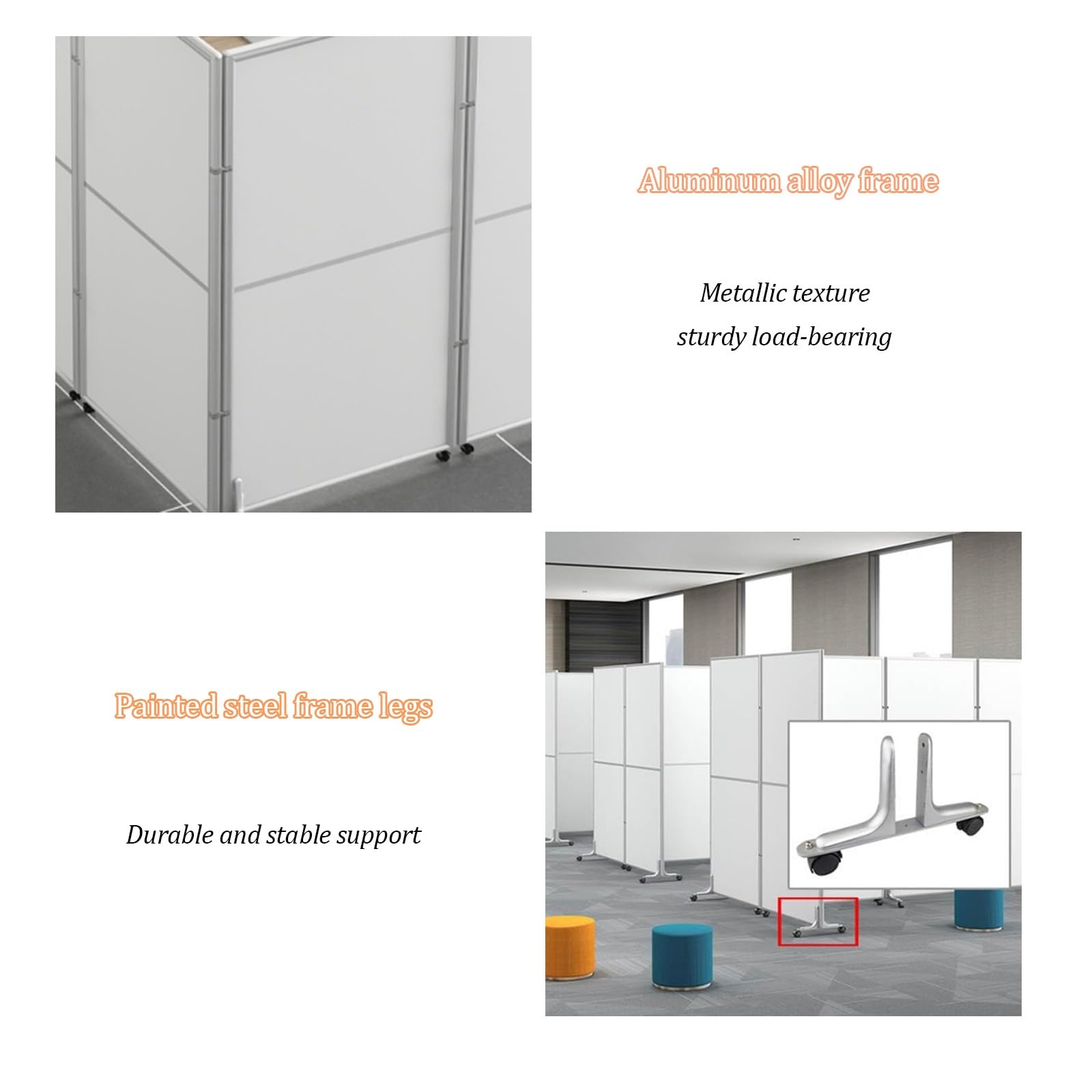Separador de ambientes plegable portátil con ruedas bloqueables para separación de espacios interiores