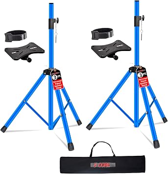 5 Core Speaker Stand Pair Universal Mount Steel Construction 132 Lb Capacity Stable Tripod w/Adjustable Height 36 w 35mm Compatible Insert Metal Safety Pin Included Bag