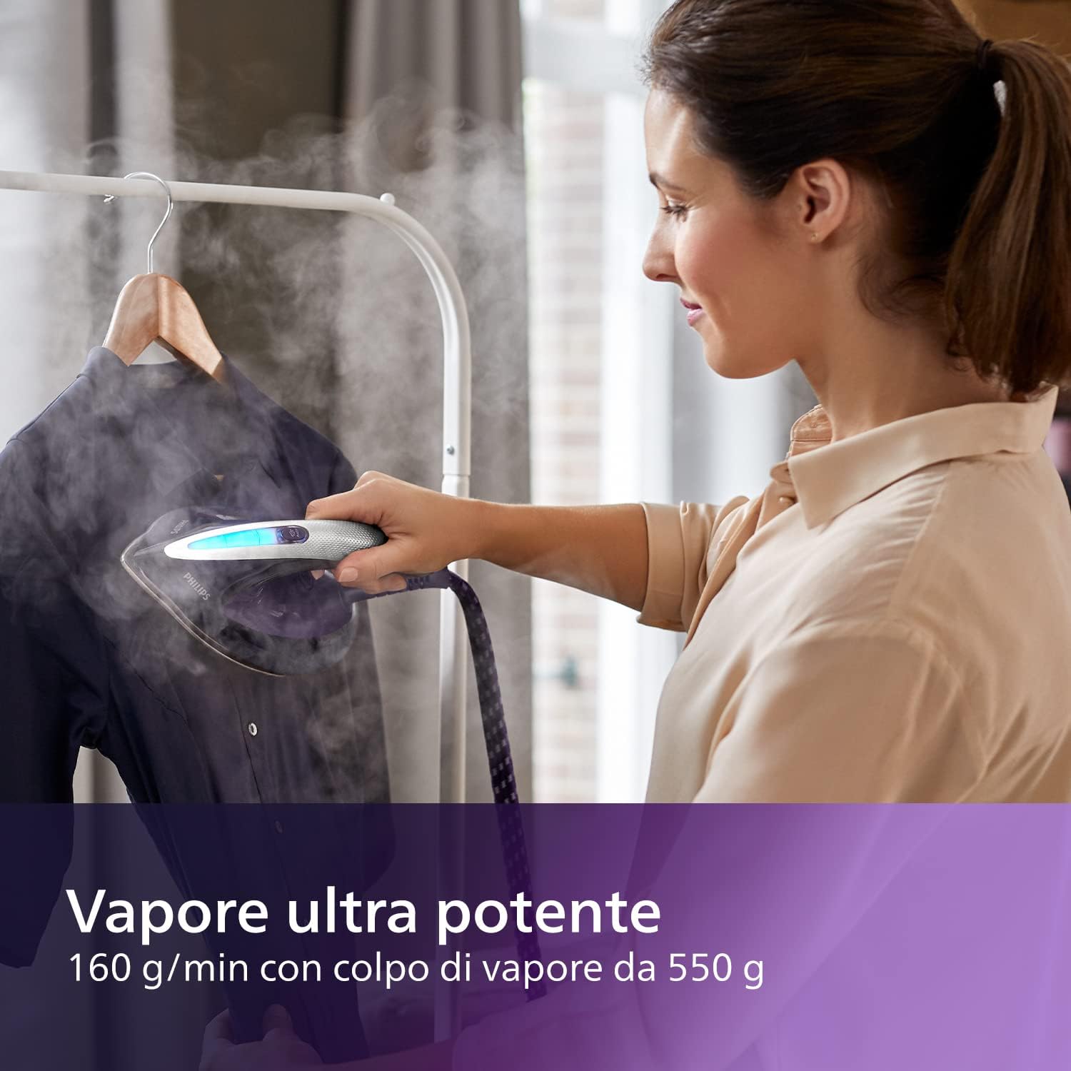 Philips PerfectCare Elite Plus Ferro da Stiro con Caldaia - 2700W, Colpo di Vapore 550g, Pressione 7,7 Bar, Tecnologia OptimalTEMP, Serbatoio 1,8 l, Viola/Nero (GC9675/80) Philips PerfectCare Elite Plus Ferro da Stiro con Caldaia - 2700W, Colpo di Vapore 550g, Pressione 7,7 Bar, Tecnologia OptimalTEMP, Serbatoio 1,8 l, Viola/Nero (GC9675/80)